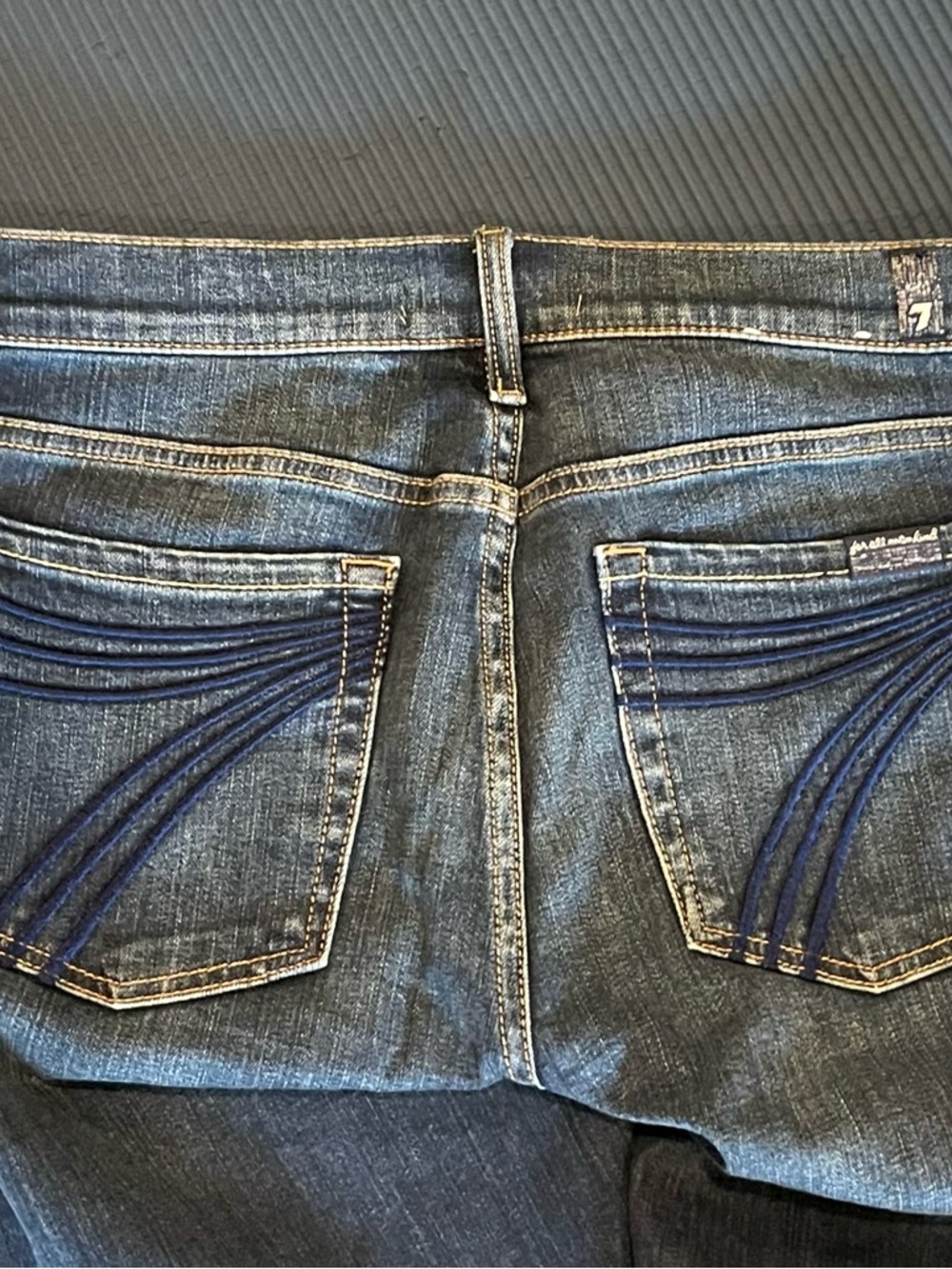 Blair Dark Blue Boot Cut Jeans with Navy Embroidered Pockets